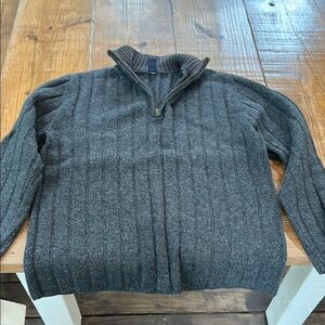 GAP Gray Zip Up Sweater with Cable Knit Design